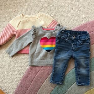 Baby Gap Sweaters and Jeans Set 6-12m